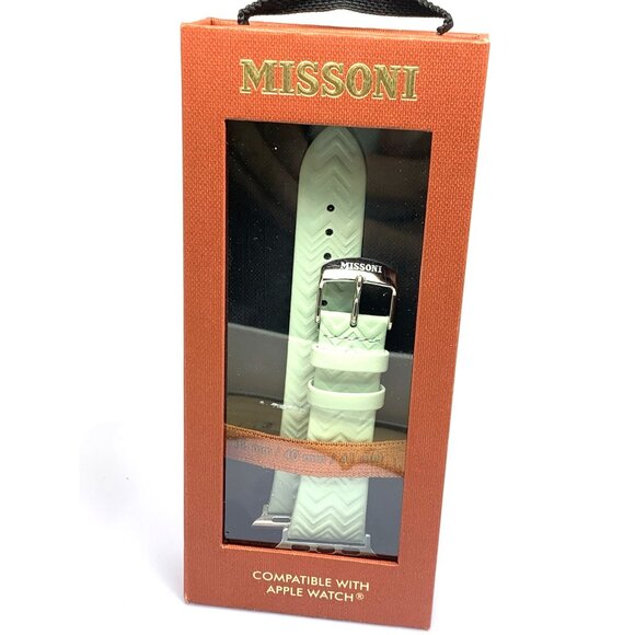 Missoni Apple Watch Band 38-41mm Case Leather Strap Zigzag Light Green main image 3